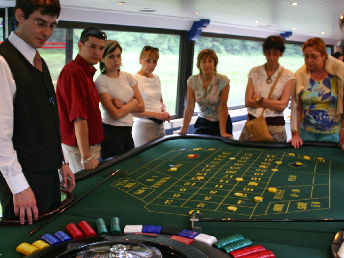 a group of people standing in a room