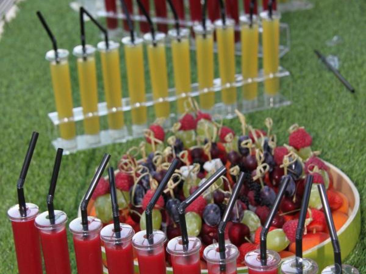 a row of bottles on a table