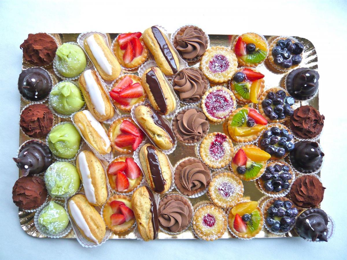 a close up of many different types of food