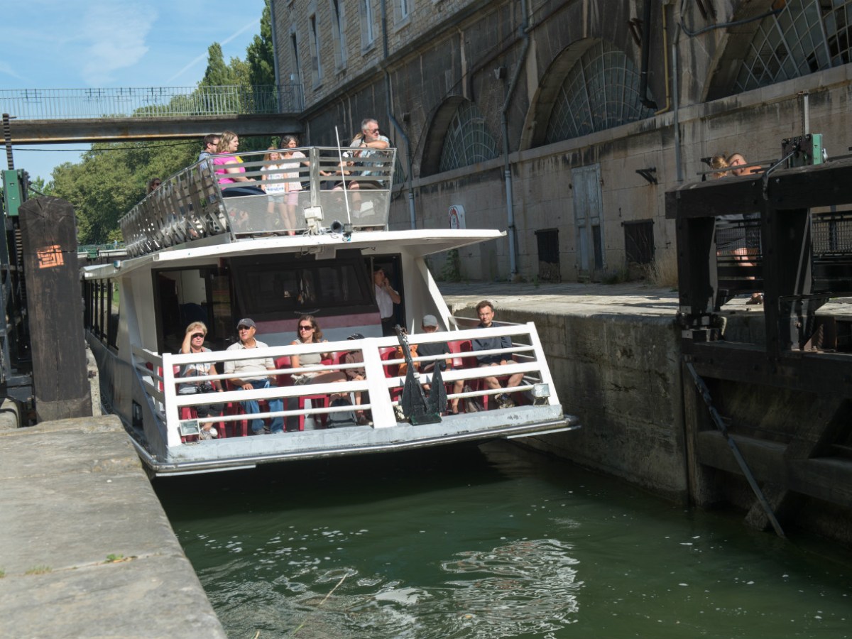 a boat sitting on top of a building