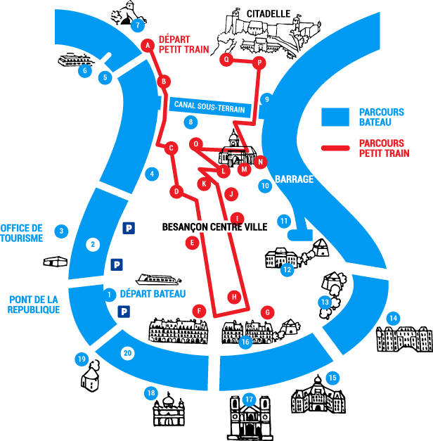 Interactive Sightseeing Map | Bateau et Petit Train de Besançon